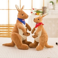 Peluche Kangourou Mère et Bébé 35 45 55cm, Animal en Peluche Mignon avec Bandana pour Cadeaux d'Enfants