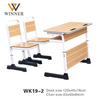 Ensemble de bureaux et de chaises réglables en plastique moderne et durable, collection mobile pour salles de classe scolaires