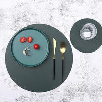 Set de table rond en cuir facile à nettoyer, imperméable, isolant thermique, antidérapant, en cuir PU lisse, pour restaurant