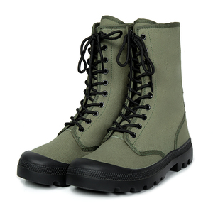أحذية قتال للرجال بكعب مرتفع، أحذية أمان تكتيكية للتدريب في الصحراء باللون الأخضر والجلد الأسود - Product Image 1