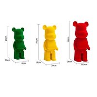 Grande Statue d'Ours en Résine Floquée 80cm Faite à la Main Peinte à la Main Texture Velours de Luxe Style Bearbrick Décoration Moderne Maison Art Jouet