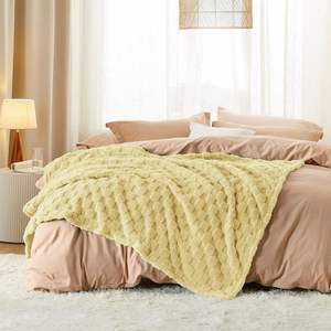 Couvertures en molleton bleu jaune gris vert Couverture à carreaux confortable et douce pour les filles - Product Image 2