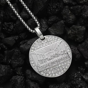 Colar Masculino de Aço Inoxidável Banhado a Ouro 18k com Pingente Jesus Bling Fashion Hip Hop Iced Última Ceia - Product Image 3