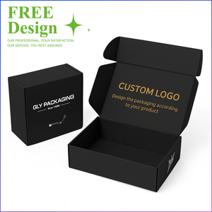 Lujo negro logotipo personalizado impreso plegable cartón corrugado embalaje correo envío cajas de papel - Product Image 1