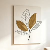 Vas Dekorasi Dinding Campuran Kayu dan Logam, Hiasan Dinding Daun Besi, Patung Dinding Botani Rustic, Aksen Dinding Rumah Gaya Farmhouse, Seni Dinding