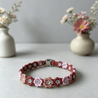 Collier pour chien élégant en nylon tissé, couleur unie, motif floral, réglable, avec boucle à dégagement rapide, robuste, toutes saisons, style luxe léger