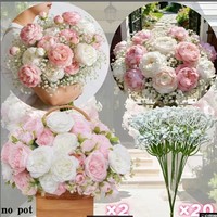 Buket Bunga Peony Buatan Bertabur Bintang, Sentuhan Sutra Asli, Bunga Palsu Gaya Klasik Ramah Lingkungan, Modis untuk Pernikahan