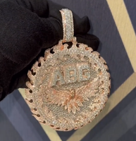 Pendentif Personnalisé de Luxe en Argent Fin 925, avec Logo Cercle 3D, Charms Moissanite et Diamant, Bijoux Hip Hop pour Hommes Rappeurs