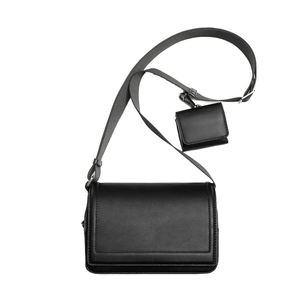 Sac à bandoulière messager noir pour homme, style décontracté et professionnel, avec compartiment portefeuille, idéal pour les voyages et activités de plein air, en PU durable de haute qualité - Product Image 1