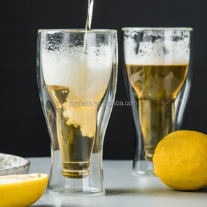 Tazas de <span class=keywords><strong>pub</strong></span> con aislamiento de doble pared, diseño al revés, capacidad para una botella de cerveza completa, cristalería, vasos de cerveza - Product Image 1