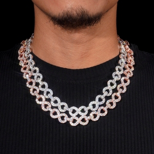 Brilliant Luster 10mm <b>Iced</b> <b>Out</b> Moissanite Infinity Link <b>Chain</b> 925 Sterling Silver Hip Hop Rhodium Plated Gift Party - Product Image 2