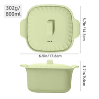 Casserole vapeur en silicone écologique, compatible micro-ondes, avec marques de mesure, capacité de 800 ml et couvercle en silicone