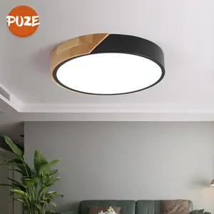 Plafoniera rotonda in legno di ferro con montaggio a incasso multicolore dal Design moderno camera da letto studio soggiorno Smart Home lampada da soffitto a Led