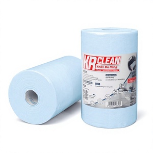 Rouleau de lingettes réutilisables multi-usages bleu 25x30cm, tissu de nettoyage non tissé lavable, alternative au papier essuie-tout, 150 feuilles KRClean - Product Image 1