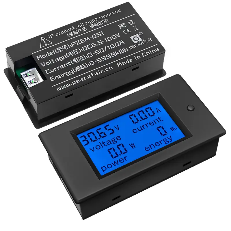 Medidor de energia multifuncional PZEM-051 DC, display digital de tensão e corrente para medição elétrica, cabo USB de derivação 50A/100A