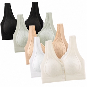 Reggiseno a fascia <span class=keywords><strong>con</strong></span> chiusura frontale, spalline larghe, jacquard senza cuciture, senza ferretto, lingerie confortevole, push-up, reggiseno da tutti i giorni per donna - Product Image 4