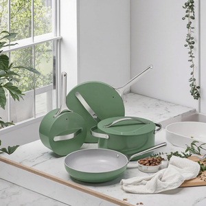 Bộ dụng cụ nấu ăn gia đình cổ điển, chất liệu gốm chống dính, an toàn với lò nướng, kèm bát đựng, nắp đậy, không độc hại, bền vững, dùng được với bếp từ - Product Image 6