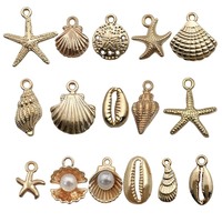 Breloques en gros thème océan en zinc et fer, assortiment de pendentifs étoiles de mer, coquillages et conques émaillés pour bijoux faits main DIY