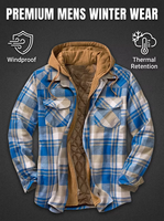 Blouson matelassé à carreaux pour homme, en polyester, avec fermeture éclair, épais, séchage rapide, grande taille, à capuche, hiver, décontracté, best-seller