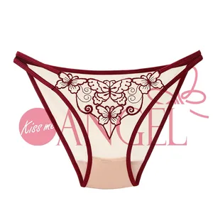 New pure desire women's briefs high elastic comfortable breathable mesh gauze midwaist embroidery KISS ME ANGEL sexy underwear