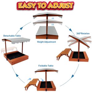 Chaise banc siège extérieur <span class=keywords><strong>bac</strong></span> à sable meubles enfants en bois <span class=keywords><strong>bac</strong></span> à sable carré assis jouer <span class=keywords><strong>bac</strong></span> à sable avec couvercle 3 bacs à jouets - Product Image 5