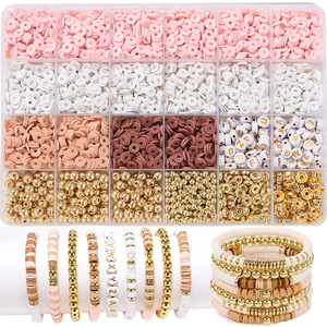 Oferta Especial: Kits de Cuentas Redondas Planas de Arcilla Polimérica de 6 mm, Cuentas Sueltas de Arcilla Polimérica para Hacer Joyería, Hechas a Mano para Collares y Pulseras DIY - Product Image 1