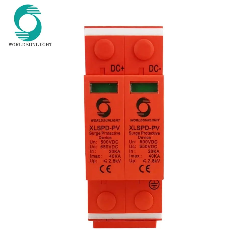 XLSPD-PV CE Solar PV 2 P DC 500V 800V 1000V 20KA-40KA 2-полюсный spd молниеотвод постоянного тока