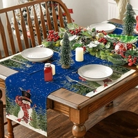 Chemin de table de Noël imprimé bonhomme de neige, décoration de table de fête, style rustique campagnard, pour cuisine