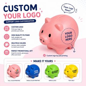 Custom PU Foam Pig Stress Relief Toy Soft Slow Rebound Squeeze Piggy Bank Shape Promotional <b>Gift</b> Events Schools Brand Giveaways - Product Image 6