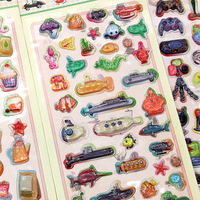 Autocollants en époxy cristallin colorés pour articles quotidiens, mini-autocollants 3D brillants en forme de théière, sous-marin, cœur pour journal, téléphone, décoration artisanale