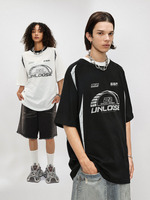 T-shirt universel personnalisé à manches courtes épissé lourd haut moto vintage hommes à manches courtes course vent lâche à manches courtes