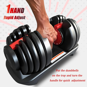 Set di manubri regolabili in acciaio da 24 kg/52 libbre con logo personalizzato, impugnatura girevole a una mano per modificare il peso in 1 secondo - Product Image 2