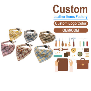 Collier bandana réglable à carreaux pour animaux de compagnie avec nœud, élégant foulard triangulaire pour chats et petits chiens, commande en gros disponible - Product Image 1