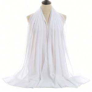Foulard Hijab en Mousseline de Soie et Tissu Seersucker Perlé Uni en Polyester pour Femme, 50*180cm, Haute Qualité, Prix Bas, Idéal pour l'Exportation - Product Image 5