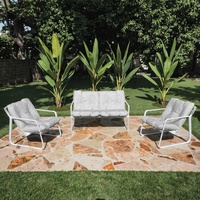 AJUNION Ensemble de canapés en métal Mobilier de jardin Chaises longues de piscine Chaises longues de jardin avec sangle arrière Chaise et table de patio Design Ensemble de jardin
