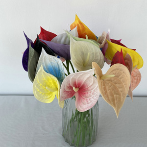 Flores de Anturio Tropicales de Pegamento Suave para Decoración de Bodas, Graduaciones y Hogar, Flor Artificial Azul de Simulación de Planta - Product Image 3
