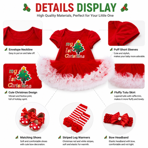 Conjunto de Vestido Tutú de Manga Corta para Bebé, Mi Primera Navidad, Traje Navideño para Niñas, Venta al Por Mayor - Product Image 5