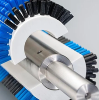 Rouleau de brosse de nettoyage pour convoyeur avec arbre en acier inoxydable, rouleau rotatif à poils en nylon