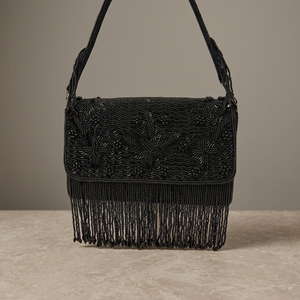 Sac de soirée à rabat perlé avec franges, pochette d'épaule élégante faite à la main pour les soirées - Product Image 1