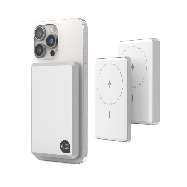 2025 Most Popular 5000mAh Ultra Slim Metal Magnetic Power Bank with 20W PD + 15W Wireless Charger Multifunction Chargers