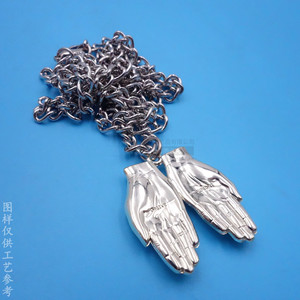 Collar de Metal Creativo con Diseño de Palma, Colgante de Aleación de Zinc Plateado Brillante, Accesorio de Moda con Diseño 3D - Product Image 1