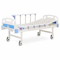 Lit médical manuel à manivelle, meilleur prix, 3 manivelles en acier inoxydable, roues verrouillables mobiles, 2 trous pour perfusion, lit d'hôpital anti-chute