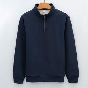 Vendita calda t-shirt da uomo mezza Zip Pullover autunno cotone 1/4 <span class=keywords><strong>con</strong></span> <span class=keywords><strong>cerniera</strong></span> <span class=keywords><strong>oversize</strong></span> da uomo - Product Image 5