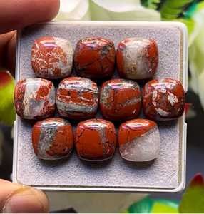 Natural red river jasper Flat Back cabochons Size- 12x12 mm 10 Piece lot Cushion Loose Gemstones - Product Image 4