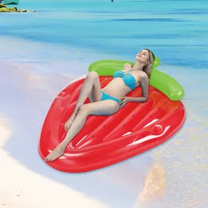 Wholesale strawberry float pvc cute lovely swimming pool commercial floating row inflatable floats