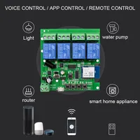 Module d'interrupteur intelligent WiFi Tuya 12V/24V/220V RF 433MHz, contrôle à distance des appareils, relais 4 canaux, contrôle par application Alexa Google Home