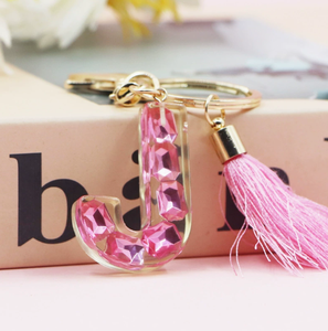 Llavero Colgante Rosa al por Mayor con Borla y 26 Letras Inglesas, Colgante Personalizado con Iniciales del Alfabeto para Mochila - Product Image 6