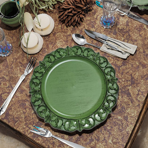 <span class=keywords><strong>Assiette</strong></span> de Présentation en Plastique Vert PP, Style Classique, Design Creux, Polie, Jetable, 13 Pouces, pour Mariages et Banquets – Vente en Gros, Nouveauté - Product Image 5