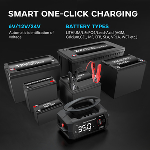 Chargeur de batterie universel HTRC C35A 12V/35A 24V/18A pour voiture et moto, avec pinces crocodiles, compatible batteries plomb-acide AGM GEL, 450W - Product Image 3