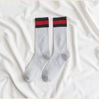 Chaussettes courtes respirantes et douces de qualité supérieure, vente en gros, broderie de logo personnalisé, fil métallique scintillant pour usage quotidien